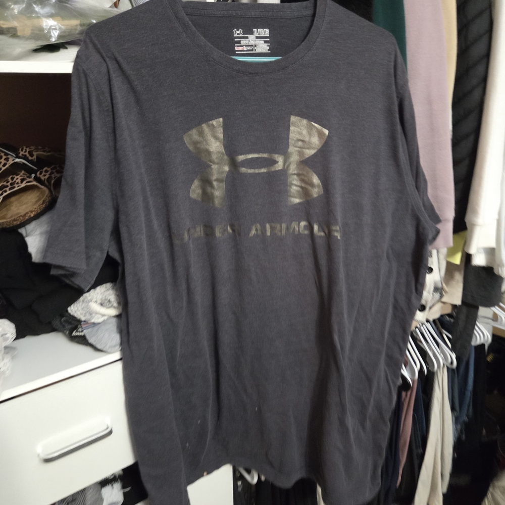 Under Armour Men's Charcoal Gray Short Sleeve Logo Tee